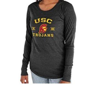 USC Trojans Women's Long Sleeve T Shirt Tri-Blend Mascot Size XXL, Black *New*